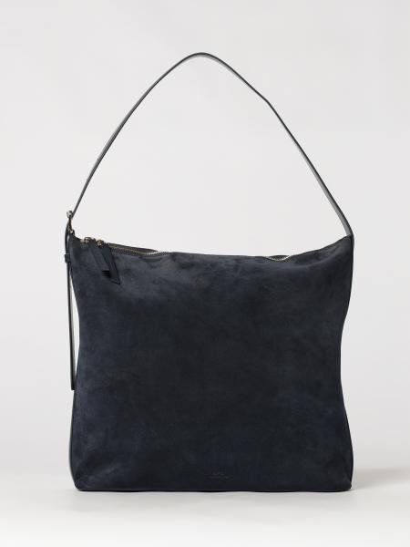 Vera Large Suede and Leather Shoulder Bag A.P.C. with Adjustable Handle