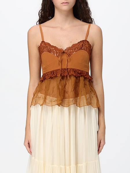 Chloé Off-the-Shoulder Pleated Lace and Tulle Evening Top