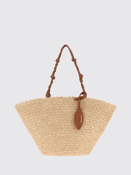 Jil Sander Small Tangle Raffia Tote Bag with Braided Handle