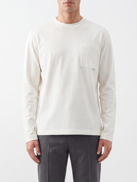 Jil Sander Long-Sleeved Cotton T-shirt with Patch Pocket