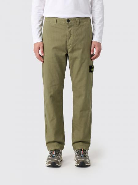 Хлопковые брюки чинос STONE ISLAND, окрашенные в готовом виде, с логотипом Compass