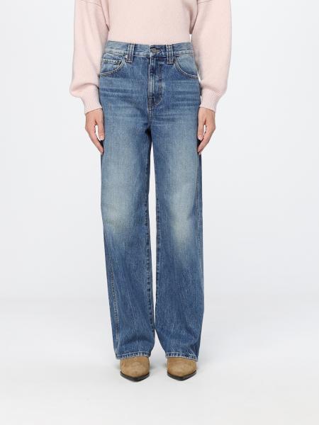 High-Waisted Five-Pocket Wide Leg Jeans Khaite in Cotton Denim