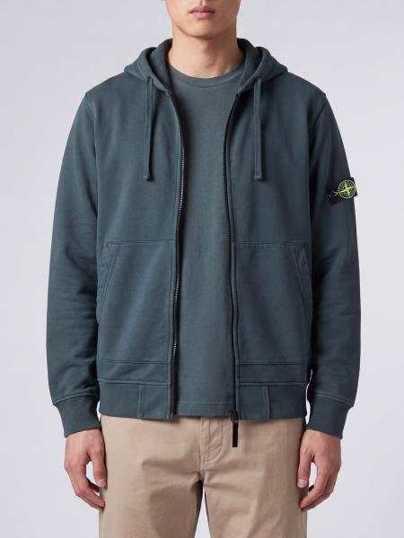 Organic Cotton Zip-Up Hoodie Stone Island with Compass Logo Patch