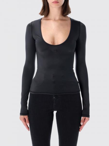 Diesel Langärmeliges Slim Fit Top aus Polyamid mit Oval D-Logo