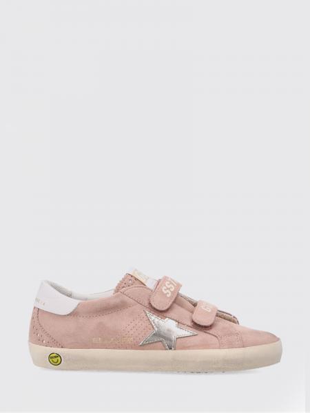 Baskets Old School Golden Goose pour garçon en cuir laminé avec fermeture velcro
