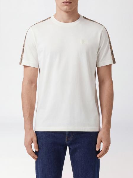 Burberry Cotton T-Shirt with EKD Logo and Check Pattern Bands