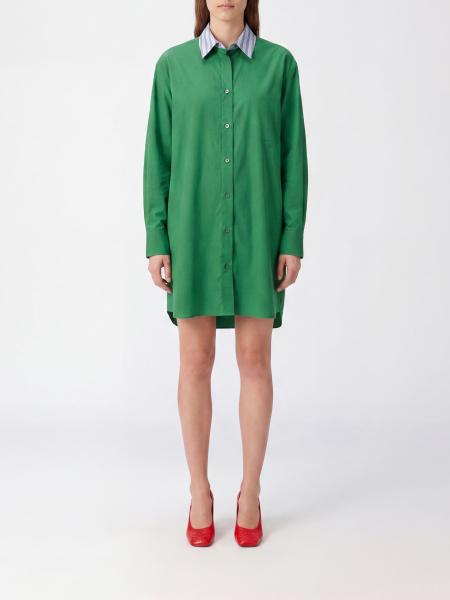 Mini-Hemdblusenkleid aus Baumwolle von Loewe mit langen Ärmeln und Logostickerei