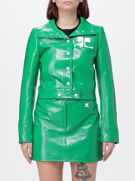 Courrèges Contrast-Logo Cropped Faux Leather Jacket