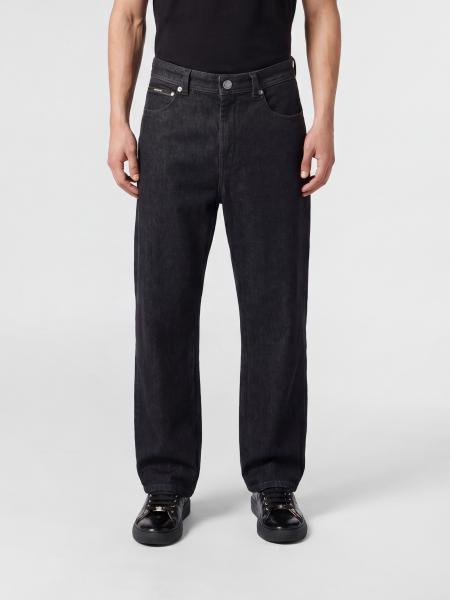 Jean droit Billionaire en denim de coton avec logo monogramme