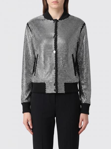 Philipp Plein Nylon Bomber Jacket with Stretch Collar and Rhinestone Application