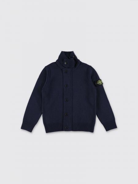 Cárdigan de cuello alto Stone Island Junior de mezcla de lana y cachemir para niño