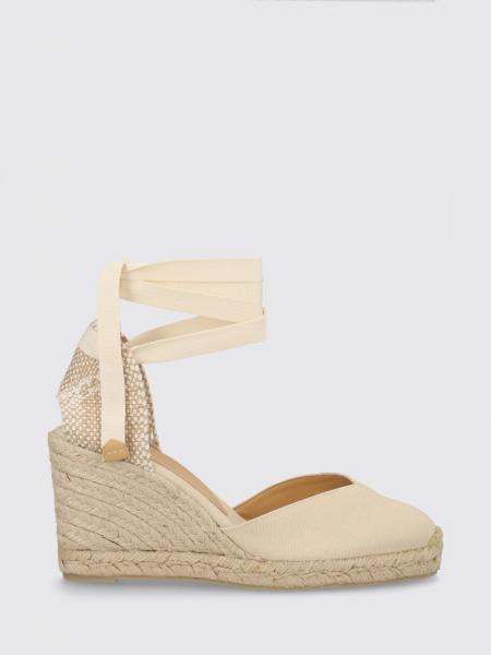 Chiara High Wedge Espadrilles Castañer in Cotton Canvas with Ankle Tie Fastening