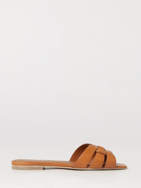 Saint Laurent Tribute Smooth Calf Leather Low-Heeled Mule Sandals