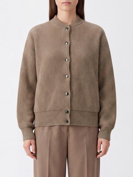Pure Cashmere Cardigan Brunello Cucinelli with Bomber Collar and Slit Pockets