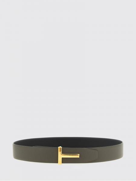 Tom Ford T Icon Reversible Hammered Leather Belt with Monogram Buckle