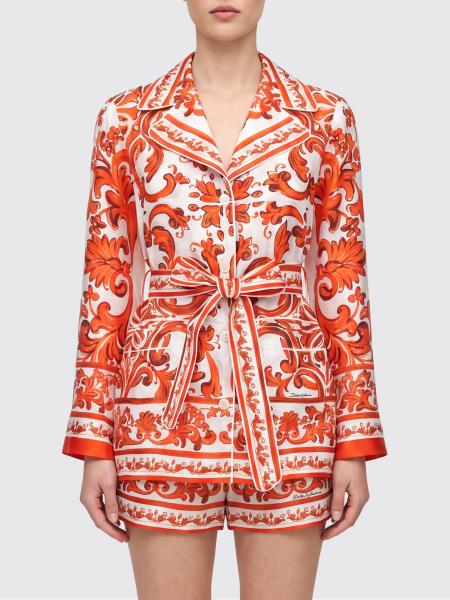 Dolce & Gabbana Maiolica Print Silk Pajama-Style Shirt