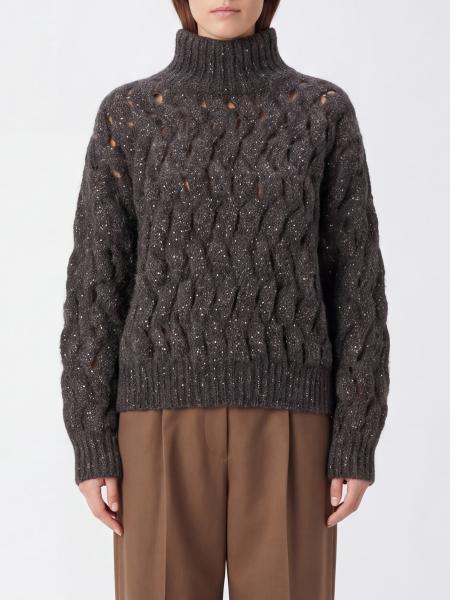 Open-Knit Mohair Wool Crewneck Jumper Brunello Cucinelli with Sequins
