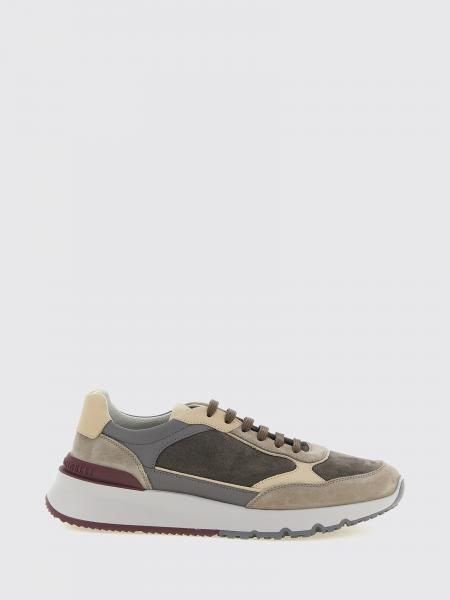 Brunello Cucinelli Bicolor Suede and Leather Low-Top Sneakers with Serrated Sole