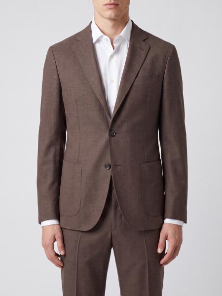 Herno Elegant Single-Breasted Linen Blazer with Notch Lapels and Patch Pockets