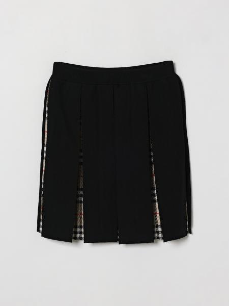 Gonna plissettata Burberry da bambina in misto lana con motivo check