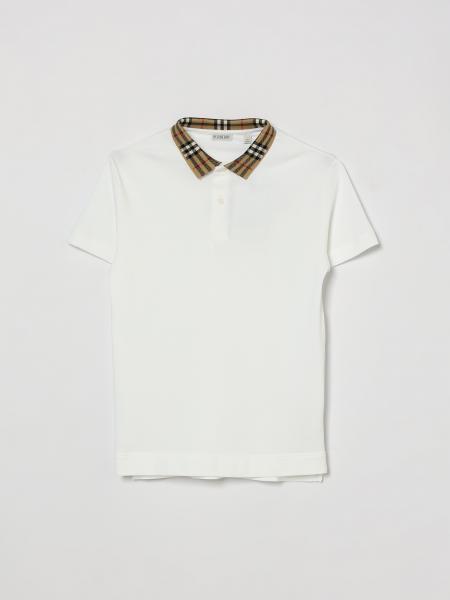 Burberry Boy's Short-Sleeve Cotton Polo Shirt with Check Collar
