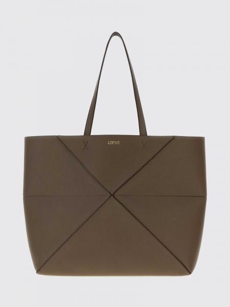 Borsa tote grande Puzzle Fold Loewe in pelle di vitello con logo laminato