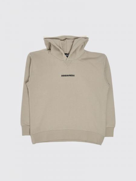 Boy's Cotton Hoodie Dsquared2 with Kangaroo Pocket and Logo Print