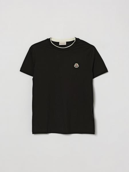 Moncler Boys' Cotton T-shirt with Logo Patch and Contrast Trims