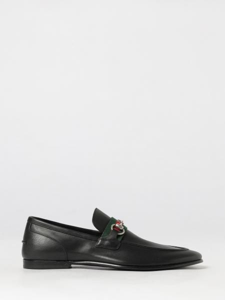 Como Leather Loafers Gucci with Horsebit Detail and Web Stripe