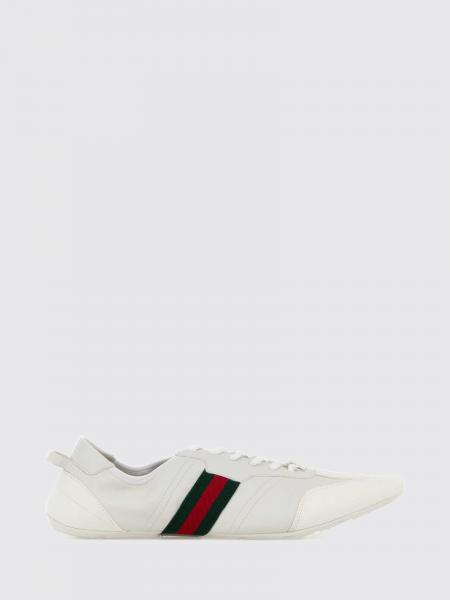 Flex Low-Top-Sneaker Gucci aus Leder und Wildleder mit Web-Detail