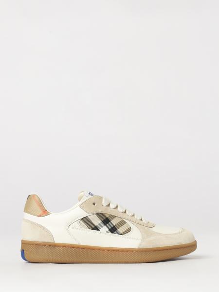 Terrace Low Top Trainers Burberry in Leather with Vintage Check Inserts