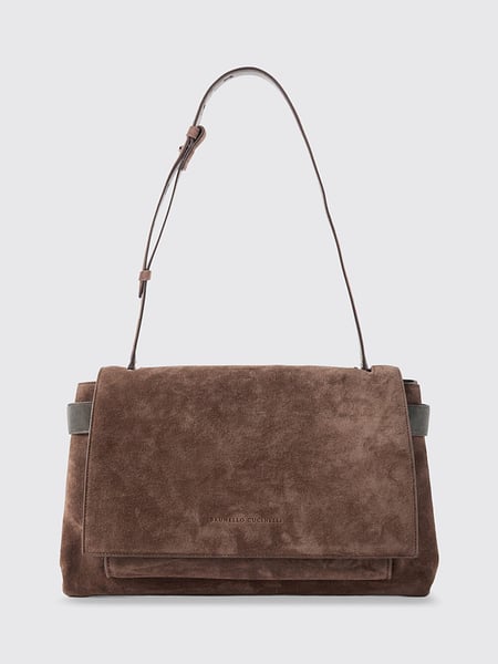 Brunello Cucinelli Suede Shoulder Bag with Monili Embellishment