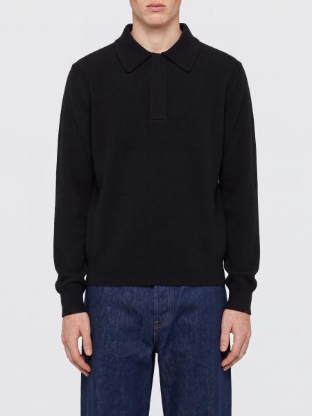 Jil Sander Long-Sleeved Knit Wool Polo with Concealed Placket