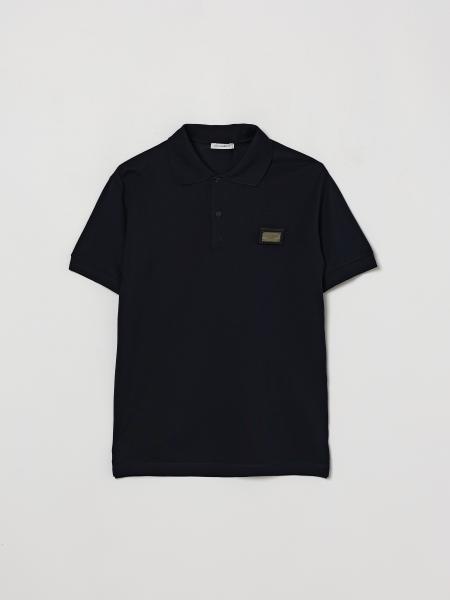 Polo Dolce & Gabbana da bambino in cotone a maniche corte con logo metallico
