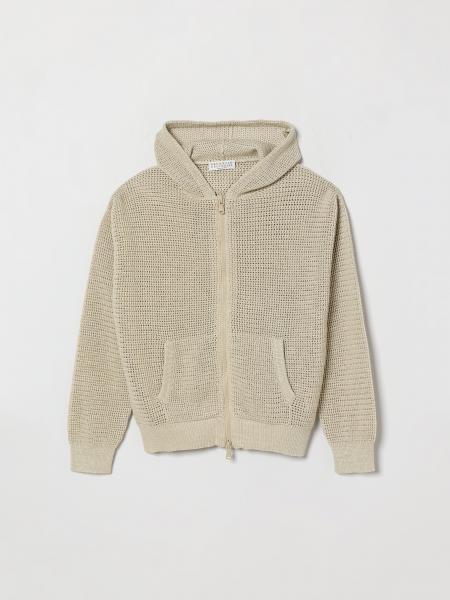 Felpa con cappuccio Brunello Cucinelli da bambino in cotone a rete con zip