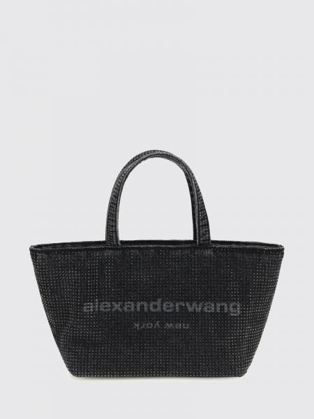 Crystal Embellished Cotton Tote Bag Alexander Wang with Tone-on-Tone Logo