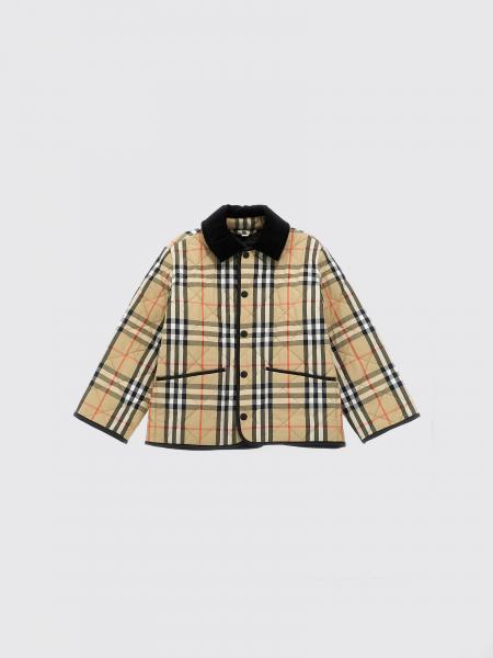 Короткая стеганая нейлоновая куртка Burberry для мальчика с узором Vintage Check