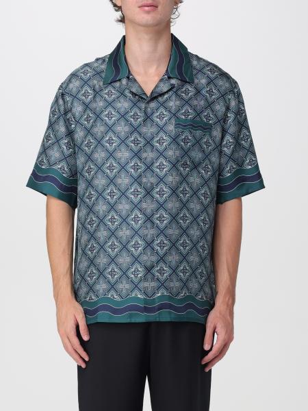 Short-Sleeved Graphic Print Silk Shirt Casablanca with Cuban Collar