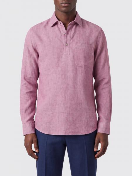 Zegna Slim Fit Linen Shirt with French Collar and Patch Pocket