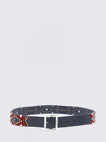 Leather and Pony Hair Belt Golden Goose with Studs and Embroidery