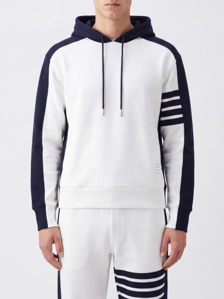 Baumwoll-Hoodie Thom Browne mit ikonischen 4-Bar-Streifen am Ärmel
