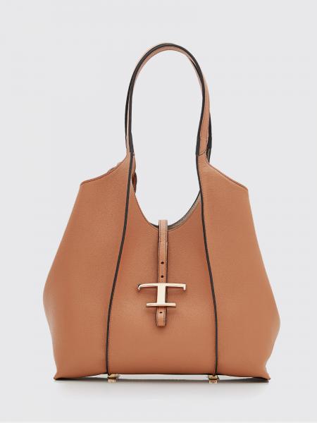 Tod's T Timeless Grained Calfskin Shoulder Bag with Double Handle