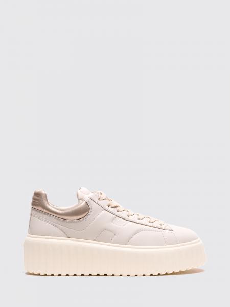 Hogan H-Stripes Two-Tone Smooth and Laminated Leather Platform Trainers