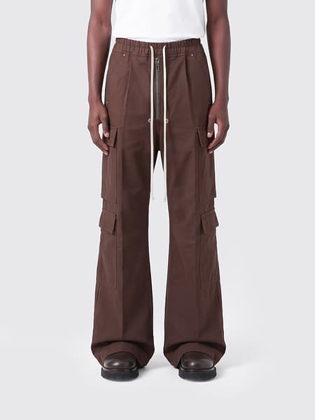 Cargobelas Wide-Leg Cargo Trousers Rick Owens in Stretch Cotton with Drawstring
