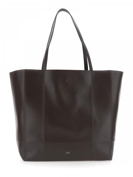 Toteme Roam Large Smooth Leather Tote Bag with Clasp Closure and Double Handle