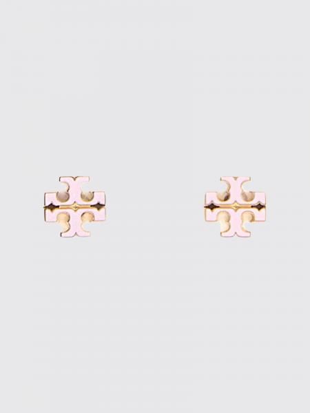 Orecchini a bottone Tory Burch in ottone con logo Double T