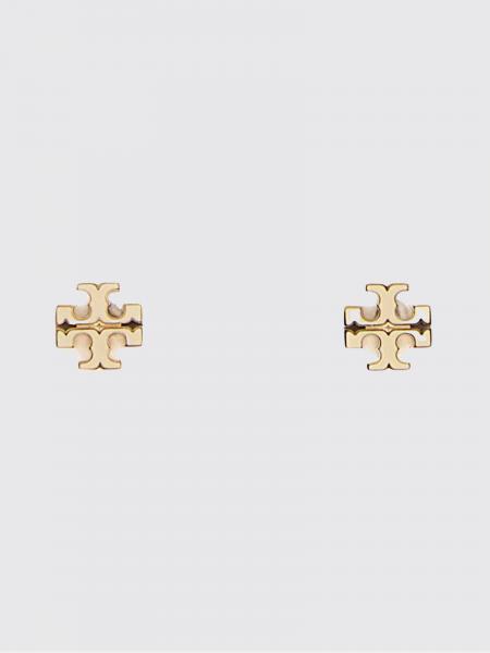 Orecchini a bottone Tory Burch in ottone con logo Double T