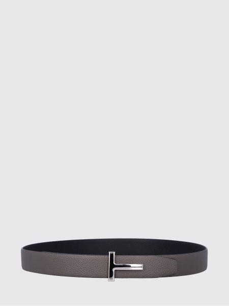 Reversible T Icon Grained Leather Belt Tom Ford with Monogram Buckle