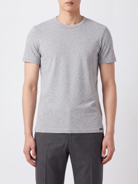 Crewneck T-shirt Tom Ford in Stretch Cotton with Short Sleeves and Straight Hem