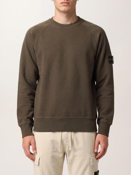 Stone Island Compass Logo Cotton Crewneck Sweatshirt